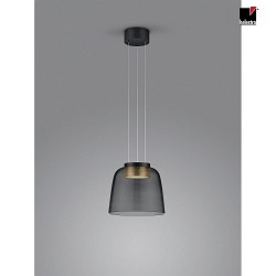 LED Pendelleuchte ODA, IP20,  30cm, mit Rauchglas-Schirm, 25W 2700K, CRi >90, dimmbar, schwarz matt / gold matt / Schirm grau