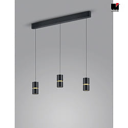 Luci a sospesione ROK 3-Lampadine, regolabile, diretto / indiretto, focalizzabile IP20, oro opaco, nero opaco dimmerabile