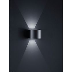 Luminaire mural dextrieur SIRI 44-R haut bas, rond, rglable IP54, noir mat gradable