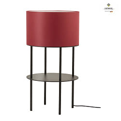 Hockerleuchte LOFT 4 PLUS, 75cm, E27, mit Ablageflche, fr Chintz-Schirm (Farboptionen), schwarz matt, Feinstruktur