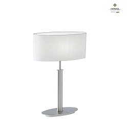 Tischleuchte ARUBA, Schirm oval, 44cm, E27 max. 30W, mit Schnurschalter, nickel matt, Schirm Chintz wei