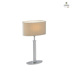 Tischleuchte ARUBA, Schirm oval, 44cm, E27 max. 30W, mit Schnurschalter, nickel matt, Schirm Chintz melange