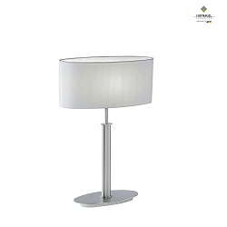 Tischleuchte ARUBA, Schirm oval, 44cm, E27 max. 30W, mit Schnurschalter, nickel matt, Schirm Chintz hellgrau