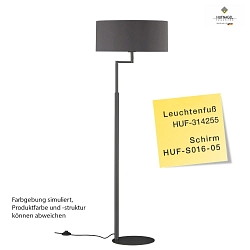 Stehleuchte OSKA, 160cm, mit Gelenkarm & Schnurschalter, E27, ohne Schirm, ML dark titan
