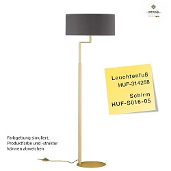 Stehleuchte OSKA, 160cm, mit Gelenkarm & Schnurschalter, E27, ohne Schirm, ML messing