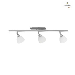 Strahlerleiste FILO, 3-flammig, 65cm, 3x G9, dreh- und schwenkbar, Nickel-matt / Opalglas