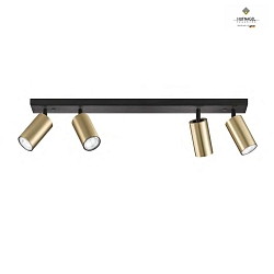 Spotlight CAMINO for wall or ceiling, 4-flame, 4x GU10, rotatable & swiveling, ML Dark Titan / brass spots