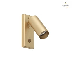 Wall spotlight CAMPUS, with integrated toggle switch, 1-flame, GU10, rotatable & swiveling, ML Brass