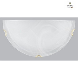 Wall lamp RUN, semicircular, 30 x 15 x 8cm, white alabaster glass, polished brass