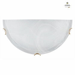 Wall lamp RUN, semicircular, 30 x 15 x 8cm, white alabaster glass, antique brass