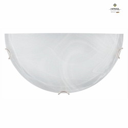 Wall lamp RUN, semicircular, 30 x 15 x 8cm, white alabaster glass, matt nickel