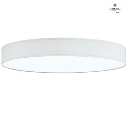 LED ceiling luminaire LUNA,  78cm, 48W 3000K 5500lm, white fabric cover below, dimmable, white chintz