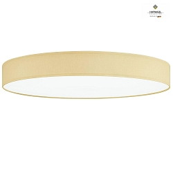 LED ceiling luminaire LUNA,  78cm, 48W 3000K 5500lm, white fabric cover below, dimmable, champaign chintz