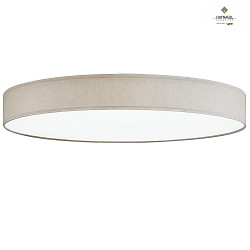 LED ceiling luminaire LUNA,  78cm, 48W 3000K 5500lm, white fabric cover below, dimmable, melange chintz
