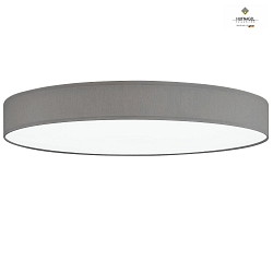 LED ceiling luminaire LUNA,  78cm, 48W 3000K 5500lm, white fabric cover below, dimmable, light grey chintz
