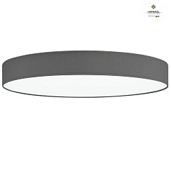 LED ceiling luminaire LUNA,  78cm, 48W 3000K 5500lm, white fabric cover below, dimmable, taupe chintz