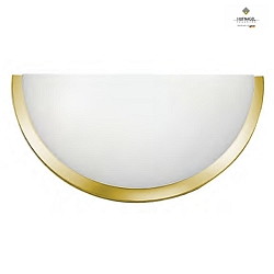 Wandleuchte ORBIS, halbrund, 25 x 13 x 8cm, E27, Glas weiß satiniert, gold matt