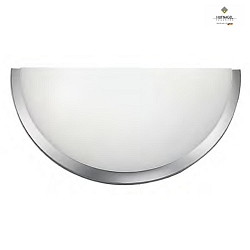 Wandleuchte ORBIS, halbrund, 25 x 13 x 8cm, E27, Glas weiß satiniert, nickel matt