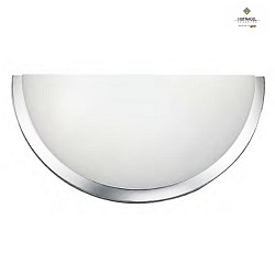 Wandleuchte ORBIS, halbrund, 25 x 13 x 8cm, E27, Glas weiß satiniert, chrom