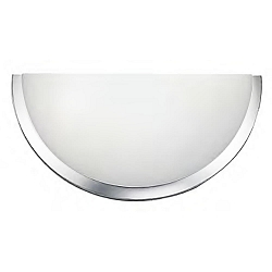 Wandleuchte ORBIS, halbrund, 25 x 13 x 8cm, E27, Glas wei satiniert, chrom