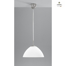 Pendant luminaire,  32cm / height 120cm, E27, white satined opal glass, matt nickel