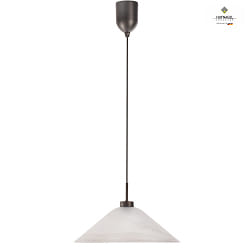 Pendelleuchte JENN,  40cm, konisch, E27, mit Kabellift 70-150cm, Alabaster-Glas wei, ML dark titan / Kabel schwarz