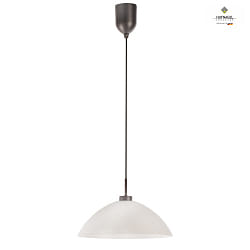 Pendelleuchte JULIE,  39cm, Kuppelform. E27, mit Kabellift 70-150cm, Glas satiniert, ML dark titan / Kabel schwarz