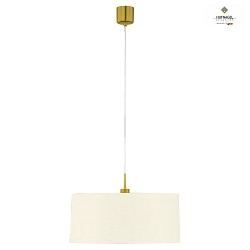 Pendant luminaire LOOP,  50cm / height 150cm, E27, matt brass / blank / cream chintz shade