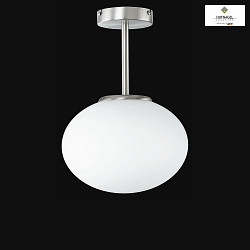Ceiling luminaire BOCCIA, with spacer, E27, white frosted opal glass / matt nickel, Ø 30cm / height 42cm