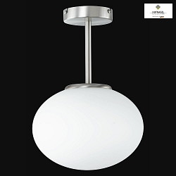 Ceiling luminaire BOCCIA, with spacer, E27, white frosted opal glass / matt nickel, Ø 40cm / height 49cm