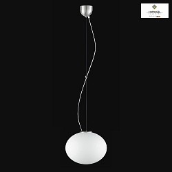 Pendant luminaire BOCCIA, E27, white frosted opal glass / matt nickel, Ø 30cm / height 145cm