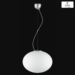 Pendant luminaire BOCCIA, E27, white frosted opal glass / matt nickel, Ø 50cm / height 150cm