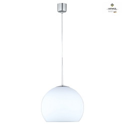 Pendant luminaire BOLERO, E27, matt opal glass / matt nickel, Ø 30cm / height 150cm, max. 46W