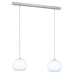 Pendant luminaire BOLERO, 2-flame, length 65cm, 2x E14, matt opal glass / matt nickel