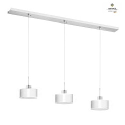 Pendant luminaire CARACAS 3-flame, incl. 3x FARLUMA LED GU10 8W 3000K 650lm, dimmable, ML Platinum / white / silver leaf
