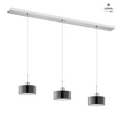Pendant luminaire CARACAS 3-flame, incl. 3x FARLUMA LED GU10 8W 3000K 650lm, dimmable, ML Platinum / black / silver leaf