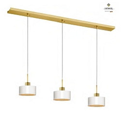 Pendant luminaire CARACAS 3-flame, incl. 3x FARLUMA LED GU10 8W 3000K 650lm, dimmable, ML Brass / white / gold leaf (inside)