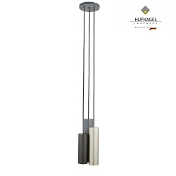 Luci a sospesione MOREL PIPE 1 3-Lampadine E27 IP20, platino, acciaio, titano dimmerabile