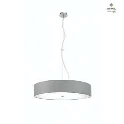 Pendant luminaire ALEA,  50cm, 3x E27, matt nickel / acrylic and glass fibre cover / chintz shade, light grey