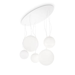 Pendant luminaire MAPA BIANCO SP5, 5 flames, E27, white