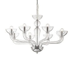 Lustre CASANOVA SP8 8 flammes E14 IP20, transparent 