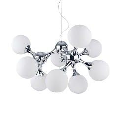 Pendant luminaire NODI BIANCO SP9, 9 flames, E14, chromee