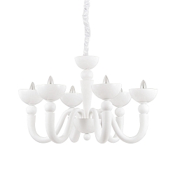 Chandelier BON BON SP6, 6 flames, E14, white