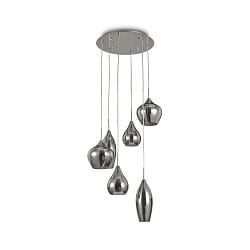 Luci a sospesione SOFT SP6 6-Lampadine E14 IP20, lucido, colori del fumo dimmerabile