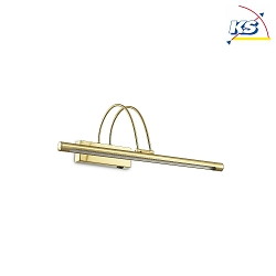 LED wall luminaire BOW, width 46cm, 4.6W 3000K 250lm, pivotable, with switch, brushed brass