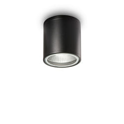 Plafoniera per esterni GUN PL1 cilindrico, versione a montaggio superficiale GU10 IP44, nero dimmerabile