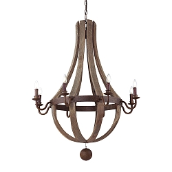 Chandelier MILLENIUM, 8 flames,  92cm, E14,rust look / natural wood