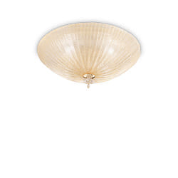 Plafoniera SHELL 3-Lampadine E27 IP20, Ambra, Ottone