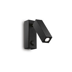 Lampada da parete PAGE SQUARE girevole, con interruttore IP20, Nero