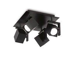 Wand-/Deckenstrahler MOUSE SQUARE, 4-flammig, GU10 max. 50W, dreh- und schwenkbar, Schwarz